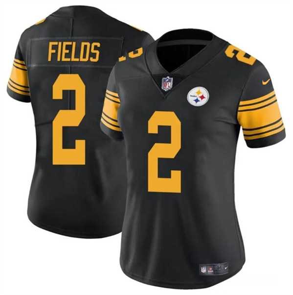 Women's Pittsburgh Steelers #2 Justin Fields Black Color Rush Football Stitched Jersey Dzhi,We sell and wholesale Women's Pittsburgh Steelers #2 Justin Fields Black Color Rush Football Stitched Jersey Dzhi on line form chian!